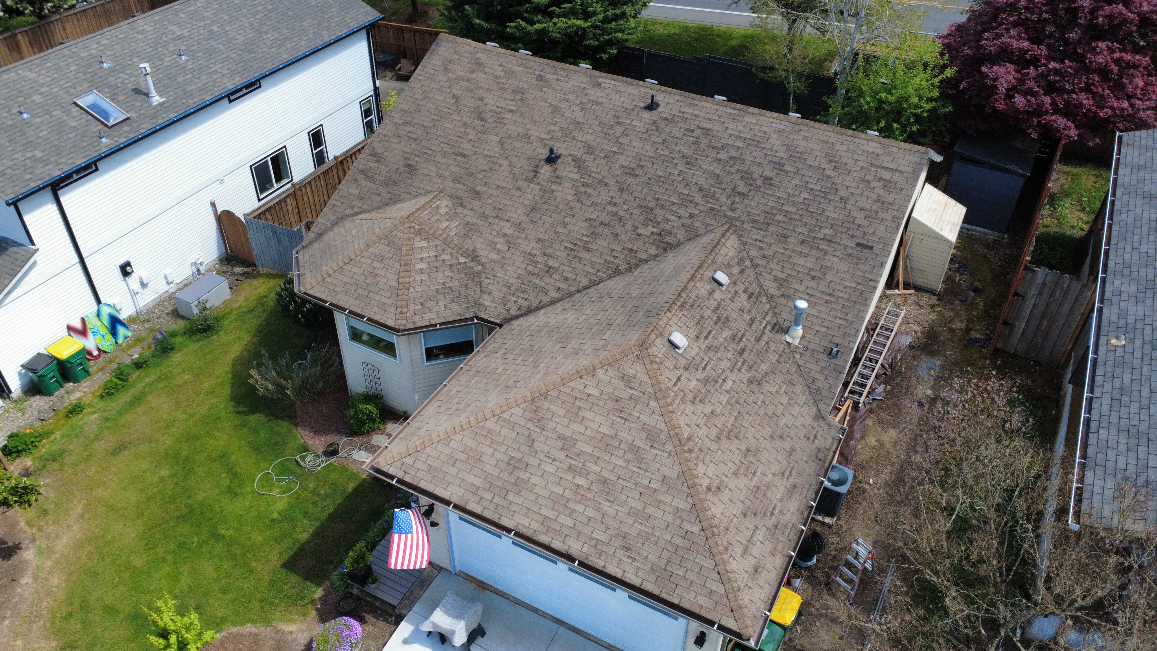 Warm brown shingle install